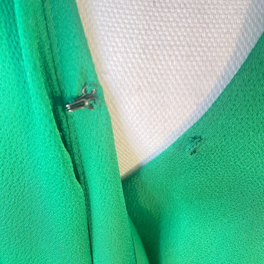 Banana Republic Kelly Green Vneck Midi Wrap Dress Tie Belt Medium Sleeveless NWT - Picture 12 of 17